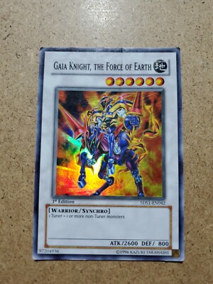 YuGiOh Gaia Knight, the Force of Earth 5DS1-EN042 Super Rare 1st Edition Holo-image