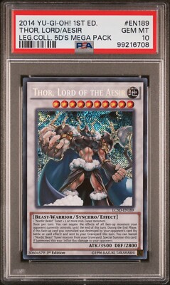 Yugioh Thor Lord of the Aesir LC5D-EN189 1st Edition Secret Rare PSA 10 GEM MINT-image