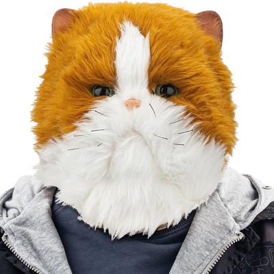 PartyHop Plush Cat Head Mask Cute Kitten Animal Latex Realistic Full Head... -image