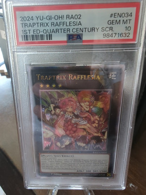 YUGIOH 25TH QUARTER CENTURY SECRET RARE TRAPTRIX RAFFLESIA PSA 10-image