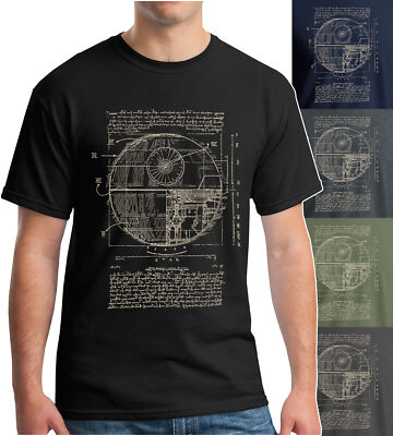 Vitruvian Leonardo Da Vinci Death Star T-Shirt Space Police Box Cult 80s Classic-image