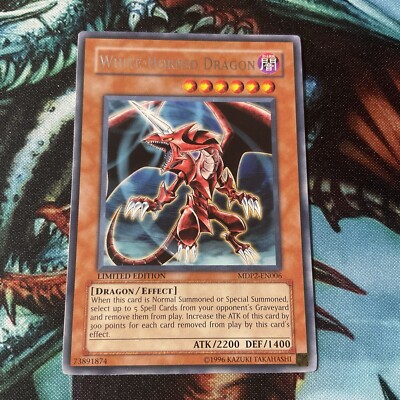 1996. YuGiOh TCG White-Horned Dragon GXNG-EN001 LP Limited Edition Ultra Rare,-image