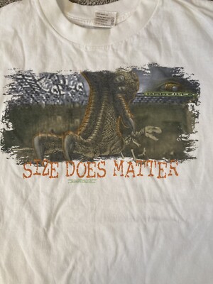 VINTAGE 1998 GODZILLA MOVIE PROMO T-SHIRT SIZE DOES MATTER SIZE XL WHITE-image