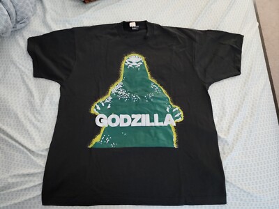 Vintage 90s Fruit of the Loom Godzilla Kaiju T-Shirt Black Sz XL-image