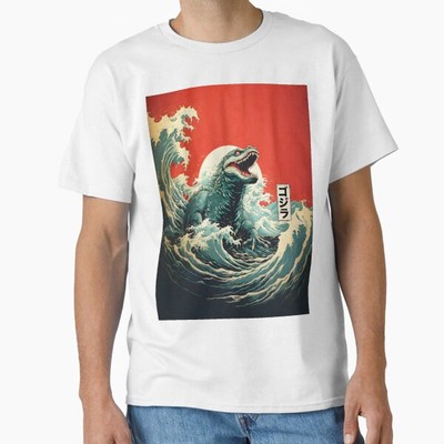 Godzilla And The Great Wave Off Kanagawa Clas T-Shirt Made in US/AUS Size S-2XL-image