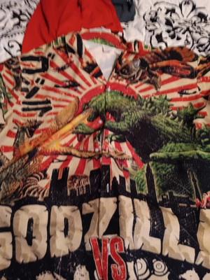 2xl vintage godzilla button up coler shirt-image