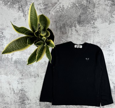 Play Comme Des Garcons CDG Black Cotton Japanese Jersey Longsleeve T Shirt Tee-image