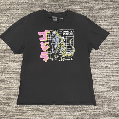 Godzilla Japanese Kanji Black Men's Indie Hipster Movie Throwback T-Shirt XL-image