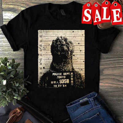 NEW Godzilla Mugshot Vintage T-Shirt-image