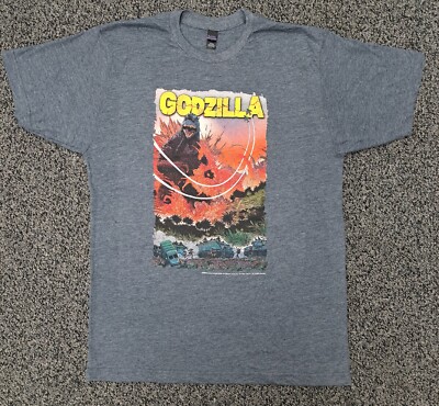 Godzilla Vs Army Comic Shirt NEW Size Large Colorful Fire Action Japanese RARE -image