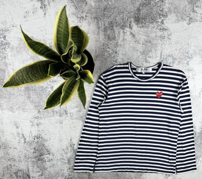 Play Comme Des Garcons CDG Blue Striped Japanese Jersey Longsleeve T Shirt Tee-image