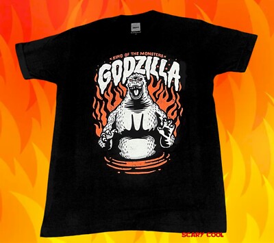 New Godzilla King Monsters Black Mens Vintage Throwback T-Shirt-image