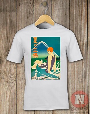Japan tourist poster t-shirt Aesthetic Japanese bathing classic 1930's art-image