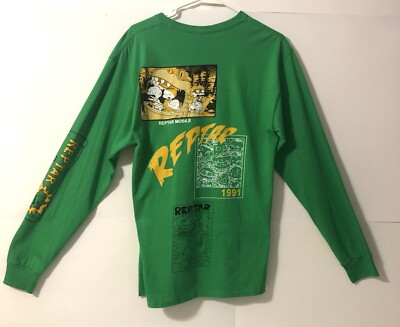 Rugrats Graphic Long Sleeve Tee Green M T-shirt Rare NWOT T-rex Dino Godzilla-image