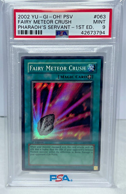 2002 Yugioh Fairy Meteor Crush PSA 9 PSV-063 1st Edition Super Rare MINT-image