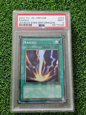 Yugioh! PSA 9 2002 Raigeki LOB-053 Super Rare Unlimited OG-image