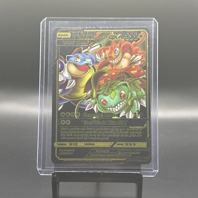 Black Foil Custom Display Fan Art Toon Charizard & Blastoise & Venusaur NM 300hp-image