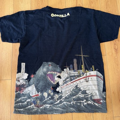 Godzilla T-Shirt Graphic Size XXL Black Double Side Print Rare Japanese Toho VTG-image