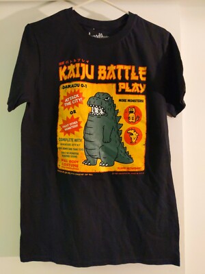GODZILLA Black Shirt Size SM Advertisement Logo Threadless Kaiju City-image