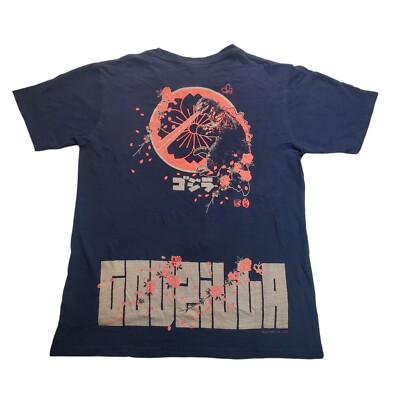 Godzilla HIKESHI SPIRIT Graphic Tee Japanese Art T-Shirt Large Blue Double Sided-image