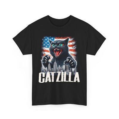 Cat + Godzilla T-Shirt – Catzilla Funny Graphic Tee for Men & Women-image