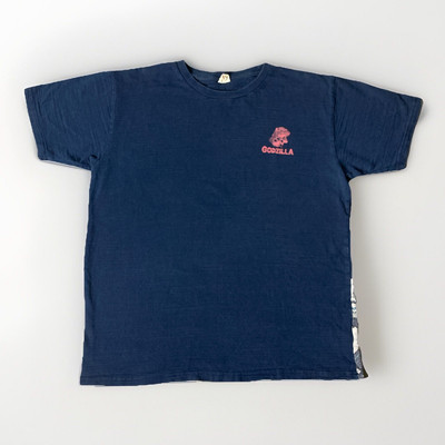 Godzilla T Shirt Graphic Size 2XL Blue Double Side Print Rare Japanese Toho VTG-image