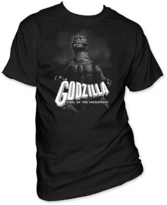 Godzilla B&W King of the Monsters T Shirt Mens Licensed Pop Culture Movie Black-image