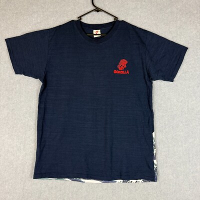 Godzilla Toho T Shirt Mens XL Navy Blue Ocean Wave Graphic Print Japanese Y2K-image