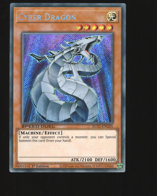 YuGiOh Cyber Dragon SGX1-ENG01 Secret Rare 1st Edition Near Mint Speed Duel GX-image