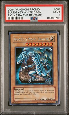 Blue Eyes White Dragon PCK PSA 9 Secret Rare Game Promo #001 Yugioh 2004-image