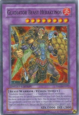 Yu-Gi-Oh Card - TDGS-ENSE2 - GLADIATOR BEAST HERAKLINOS (super rare holo)-image