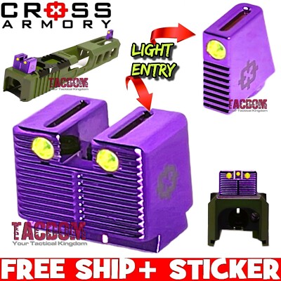 Cross Armory PURPLE TALL Suppressor Height Sights GL0CK 17 19 22 23 FIBER OPTIC-image