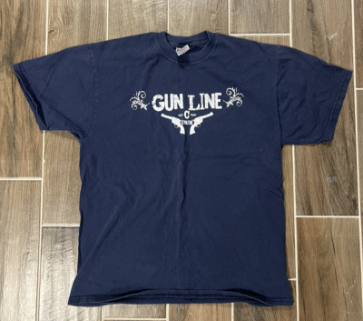 Vintage Y2K Gun Line C Crew Navy Blue T-Shirt Size Large-image
