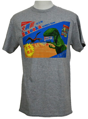 Bazooka Bubble Gum T-shirt Godzilla Chinese Cover Graphic Tee Heather Gray NWT-image