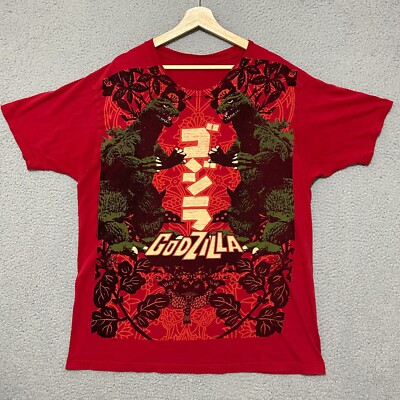 Godzilla 2009 Toho T-shirt Men XL Red Short Sleeve All Over Print Rare-image