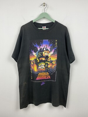Vintage Nike Godzilla vs Charles Barkley 1992  T Shirt  Tee Rare L Man Japan NBA-image