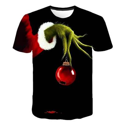 Funny 3D Printed Men's Round Neck T-shirt Short Sleeve for Teenagers in Polyeste-image