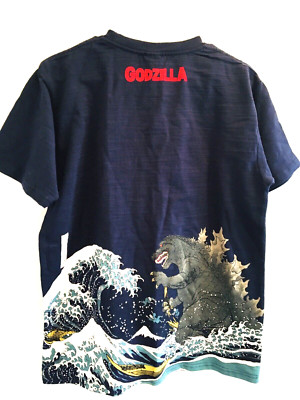 Godzilla T Shirt XL Blue Double Sided NWT Japanese Amazing Art Print Brand New-image