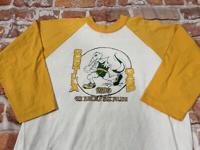 vintage 1995 Godzilla Gasp 10k run raglan ringer shirt sz L 90s grunge sneakers-image