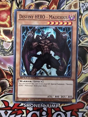1ST EDITION DESTINY HERO-MALICIOUS 5GX1-ENB08 1ST YUGIOH CARD (NM)-image