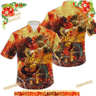 Godzilla Movie 3D Funny Hawaiian Shirt-image