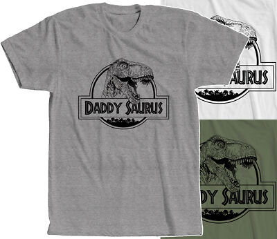 Daddy Saurus T-Rex Dinosaur T-Shirt Fathers Day Birthday Gift Retro 90s Family-image