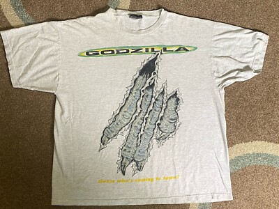 1998 Godzilla Movie Promo T-Shirt Claw Sci-Fi Toho Japanese Brand-image