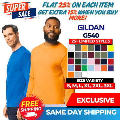 GD180 Gildan G540 Mens Long Sleeve Heavy Cotton Crew Neck Printable Fit T-Shirt-image