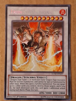 YuGiOh Trident Dragon LC5D EN237 Secret Rare 1st Edition See Pictures-image