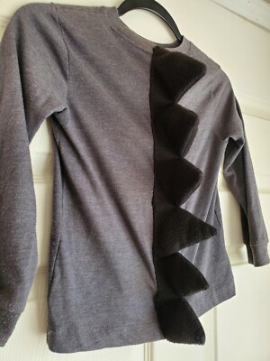 Boys Size 5 XS Gray Old Navy Homemade Godzilla Shirt Spikes on Back long sleeve-image