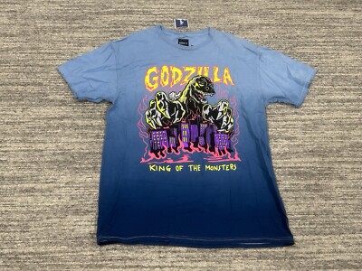 Godzilla Battra T-shirt Adult Medium Tie Dye Blue Dinosaur Tower Fire Mens NEW-image