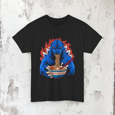 Godzilla Ramen T-Shirt Funny Kaiju Noodles Japanese Food Anime Monster Unisex -image