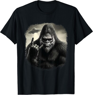 Funny Bigfoot Rock & Roll Selfie Mythical Sasquatch Believer T-Shirt-image