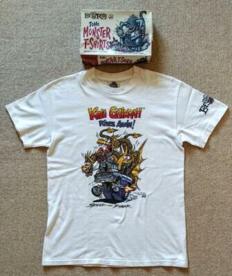 The Real McCoy's TOHO EIGA Ed Roth T-Shirt MONSTER ROD GODZILLA Size L Used-image